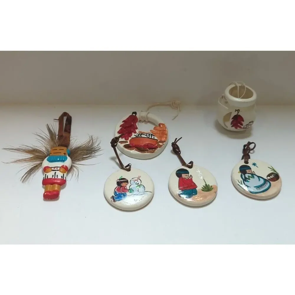 Native American Lot 6 Ornaments-The Artists of Sunshine Klay-N-Kraft Tucson AZ‎